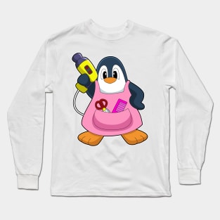 Penguin Hairdresser Hair dryer Long Sleeve T-Shirt